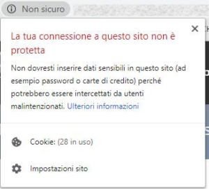 sito web non sicuro http